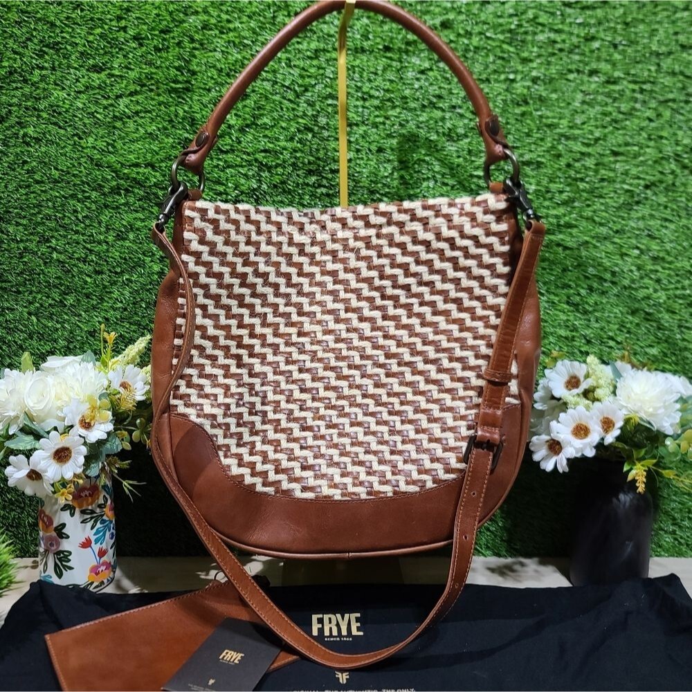 Frye Melissa Esparto Rope & Leather Hobo Bag / Cognac NWT